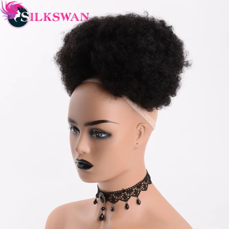Silkswan афро пушистые кудрявые конский хвост средний коэффициент remy волосы на заколках в конский хвост шнурок натуральные черные человеческие волосы для наращивания