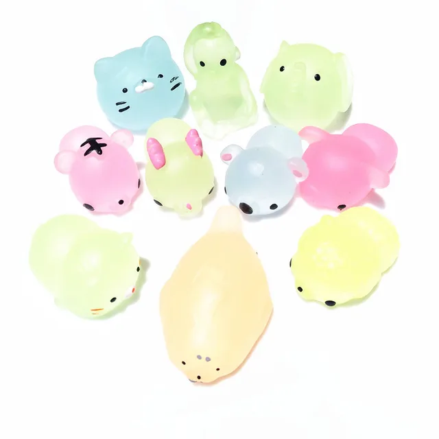 2/5Pcs Mochi Squishy Squeeze Cat Cute Antistress Squish Set Soft Mini Animal Squichy glow in the dark kids Toys for Children 5