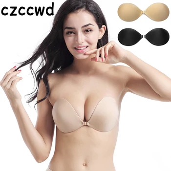 

Women Favorite Self Adhesive Push Up Silicone Bust Front Comfortable Invisible Strapless Simulated hand rest Bra Party Required
