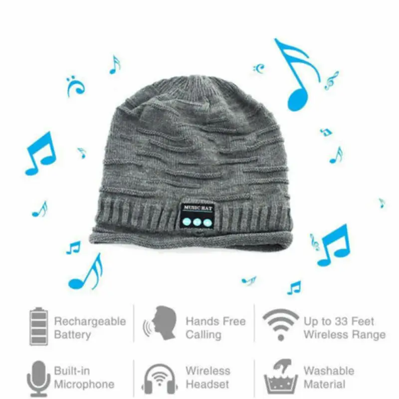 Модная Беспроводная Bluetooth музыкальная шапка, Bluetooth наушники, гарнитура, динамик, микрофон, спортивные, для бега, пешего туризма, вязаные шапки# ND