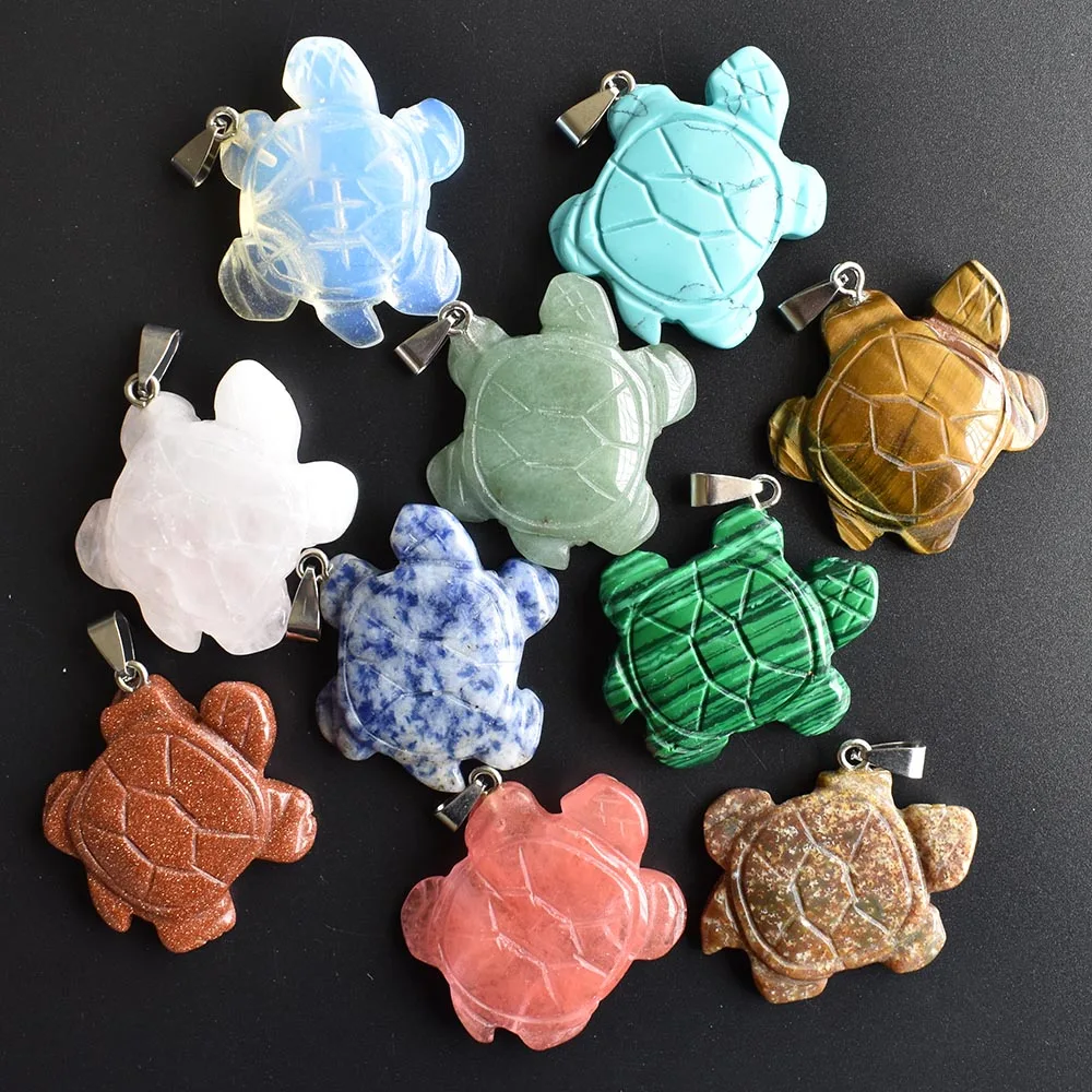 

2020 fashion natural stone pendulums turtle pendant charms for DIY necklace jewelry making wholesale 10pcs/lot free shipping