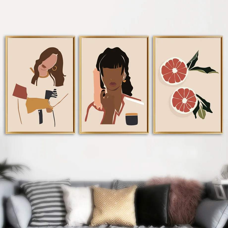 Abstract-Girl-orange-Leaf-Cup-Nordic-Posters-And-Print-illustration-Wall-Art-Canvas-Painting-Wall-Pictures (1)