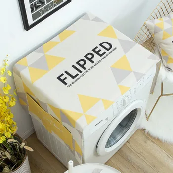 

Drum washing machine cover simple single door refrigerator cover cloth fabric cotton bedside table dust cover thick 4