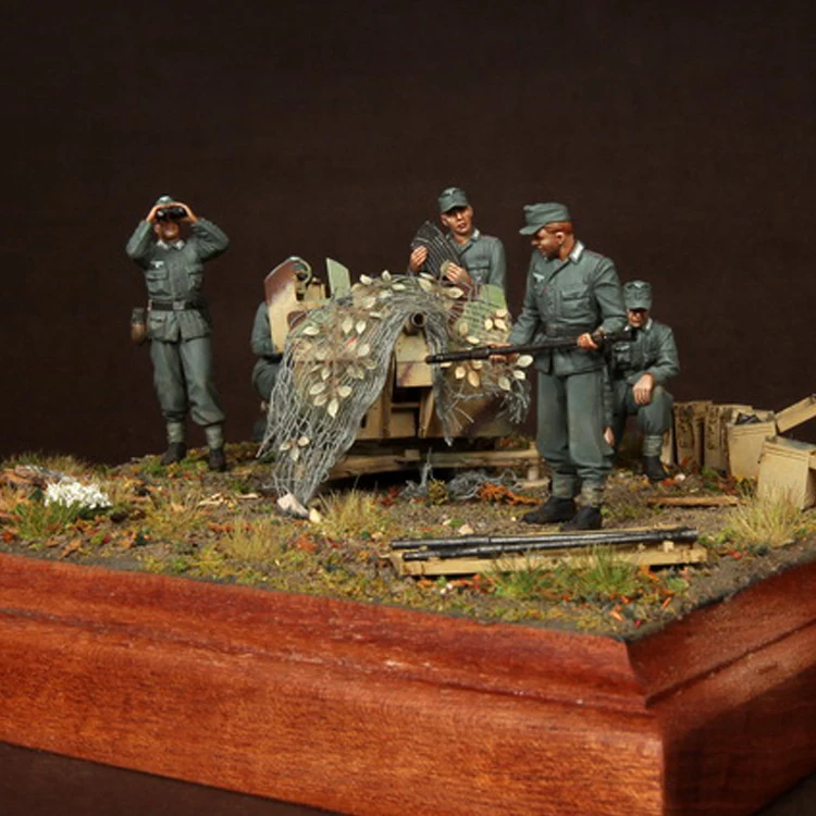 1/35 масштаб Неокрашенная фигурка из смолы зенитная пушка 5 фигурок(база и аксессуары в комплект не входят) GK рисунок