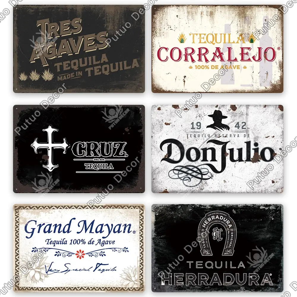 Putuo Decor Tequila Tin Sign Metal Sign Decorative Vintage Decor Plaque Bar Pub Man Cave Club Room Home Wall Decoration