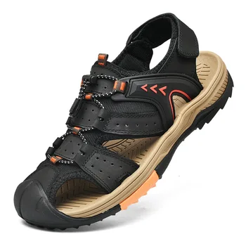 

Plus-sized Genuine Leather Sandals Men 45 Summer Sandals 46 Soft-Sole Plus-sized 47 Large 48 Closed-toe Casual Shoes