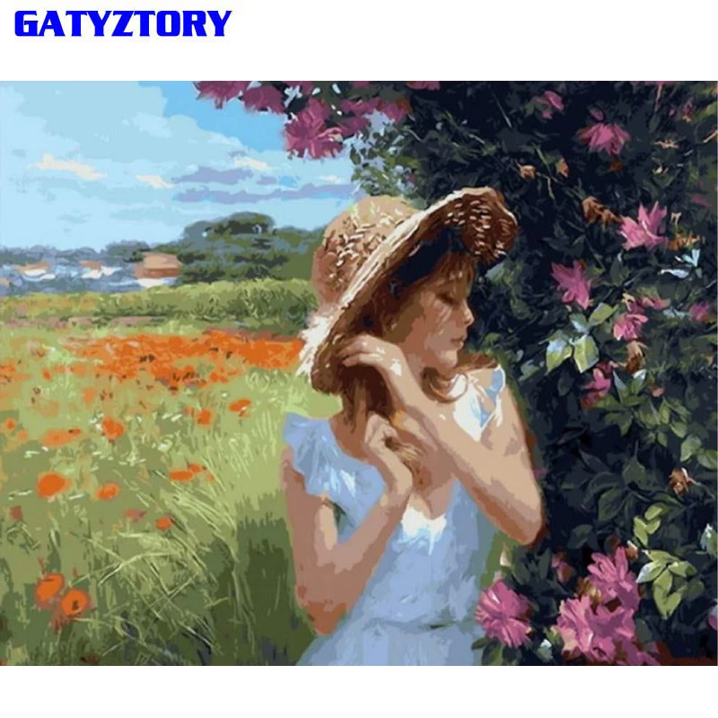 GATYZTORY Рамка Картина Diy картина по номерам Рисунок Живопись девушка стены художественное полотно по номерам для Домашний декор художественное произведение искусства - Цвет: 0911-21