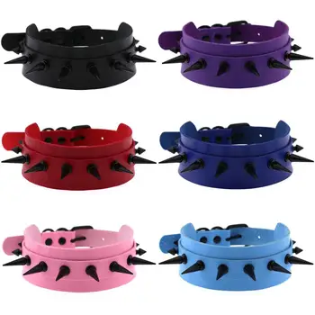 

KMVEXO Black Rivets Choker Leather Bondage Cosplay Jewelry For Women Men Harness Gothic Necklace Harajuku Witch Rave Jewelry
