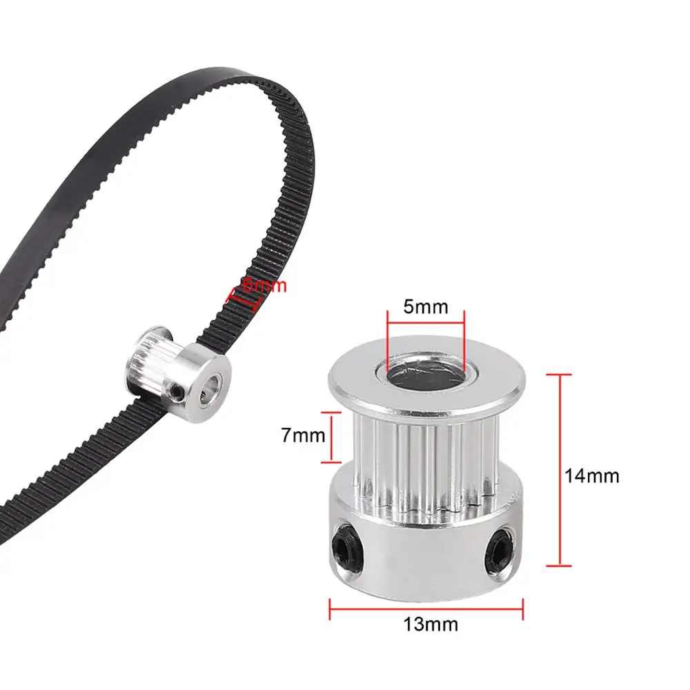 PROSTER 8 pcs GT2 Pulley 16 Teeth 20 Teeth Bore 5mm + 5m GT2 Timing Belt For 3D Printer Part RepRap