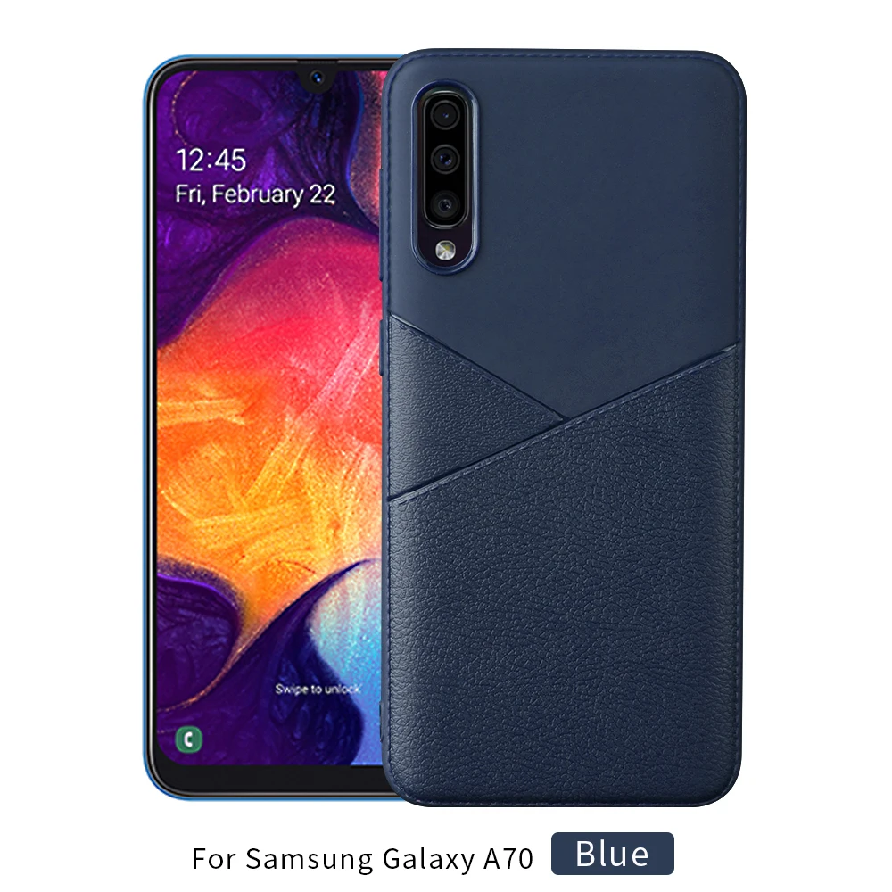 blue Для samsung A50 чехол силиконовый кожаный чехол с узором для samsung A70 чехол противоударный S10 чехол мягкий для Galaxy A30 A40 Note 10 Plus S10 Plus - Цвет: blue