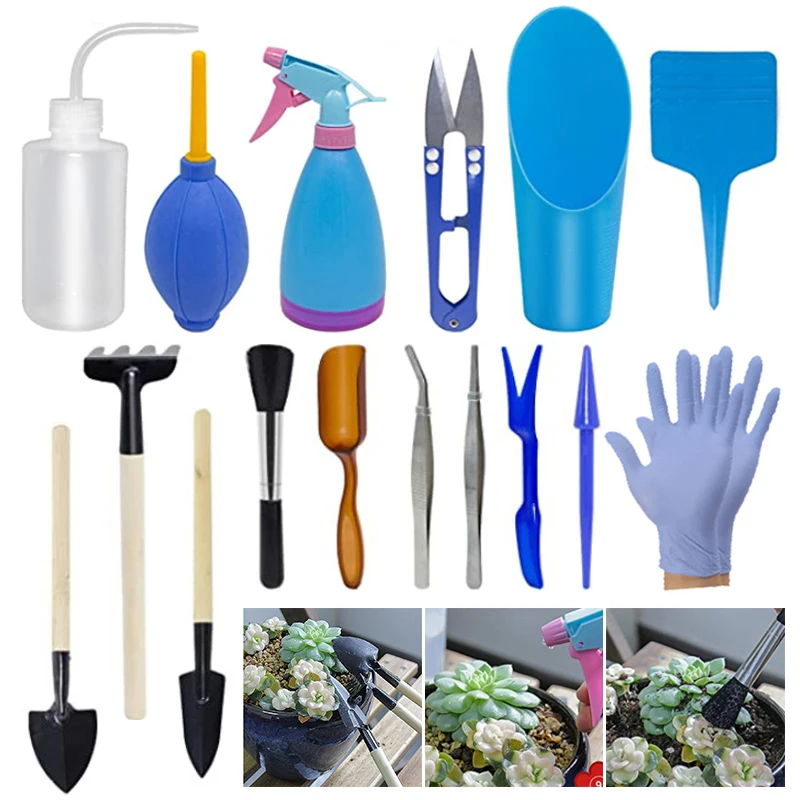 

21pcs/set Succulent Plants Tools Set Hand Transplanting Outdoor Bonsai Planting Flower Succulent Miniature Gardening Tools