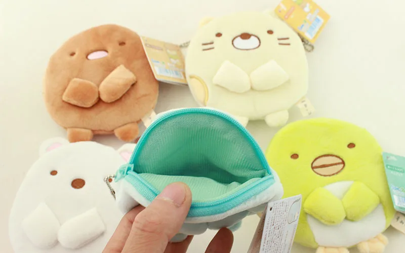 1 шт., мультяшный милый плюшевый Кошелек Sumikko Gurashi аниме, Детский плюшевый Кошелек, плюшевые игрушки, милые животные, брелок, держатель для карт, сумочка, кошелек