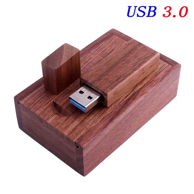 JASTER USB 3,0 фотография логотип клиента деревянный usb+ Подарочная коробка usb флеш-накопитель деревянная Флешка 8GB 16GB 32GB 64GB свадебные подарки - Цвет: Walnut wood