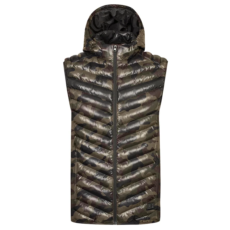 Camo SNOWWOLF мужская куртка с подогревом открытый Электрический USB инфракрасный тепловой жилет Смарт зарядка одежда зима теплый Кемпинг Охота - Цвет: Camo