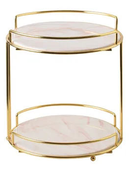 

Nordic Wind Gold-plated Iron Art Double-deck Cosmetics Receiving Frame Creative Dressing Table Desktop Placement Princess