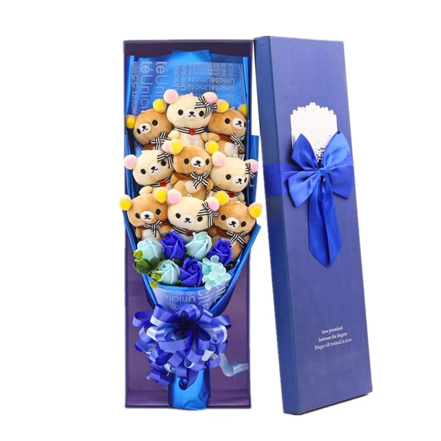  Cute Teddy Bear Stuffed Animal Plush Toy Cartoon Bouquet Gift Box Creative Birthday Valentine\'s Day Christmas Gift