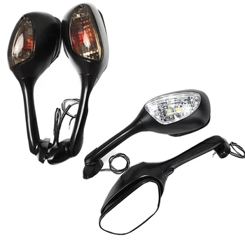 

Motorcycle Mirror Rear View with Turn Signal Light Mirror for Suzuki GSXR600 750 2006-2010 GSXR 1000 2005 2006 2007 2008