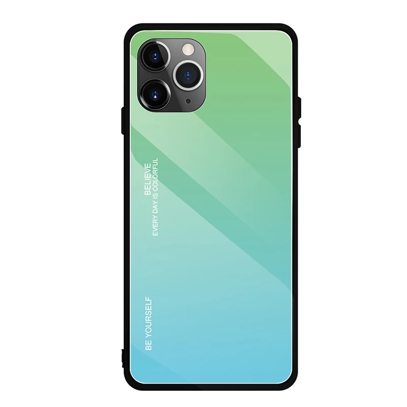 50 шт. Радужный лазерный градиентный чехол для iPhone 11 Pro Max XS XR X 8 7 6 6S Plus закаленное стекло Мягкий ТПУ край против царапин чехол