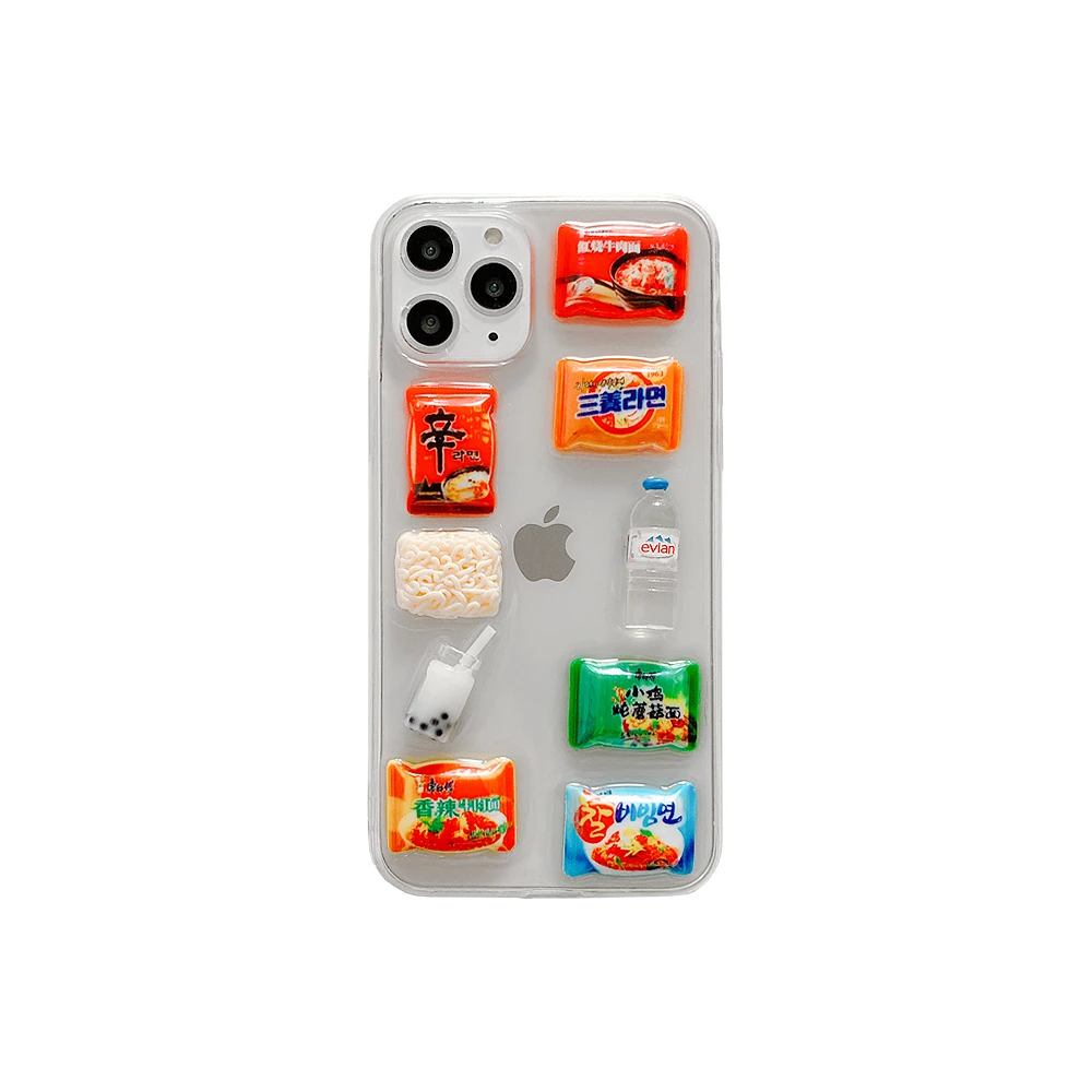 Ins hot 3D чехол для телефона с едой для iphone 7, мягкий прозрачный чехол для iphone 6 s 7 plus 8 x xs xr max 11 pro - Цвет: Белый