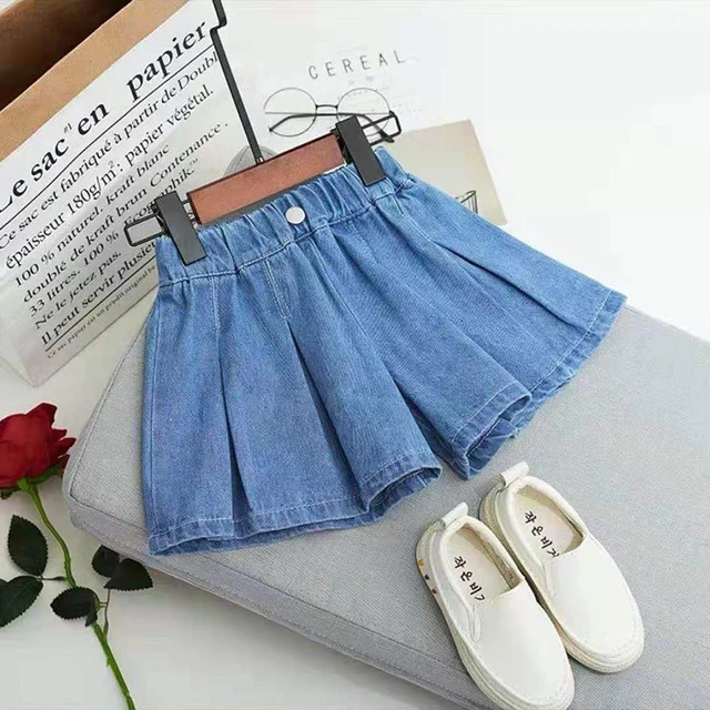  Casual Short Pants for Kids Girls Solid Color Elastic