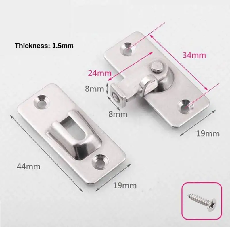 1Set 90 Degree Right Angle Door Lock Buckle Lock Stainless Steel Barn Sliding Door Bolt Buckle Button Flip Latch door lock,door latch