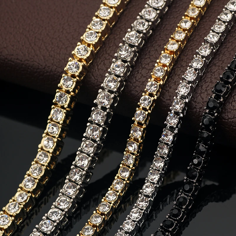 Fashion Iced Out Bracelet Necklace Men Link Tennis Chain Fashion Hip-Hop Jewelry Women 16/18/20/24/30inch Choker Chain Gift