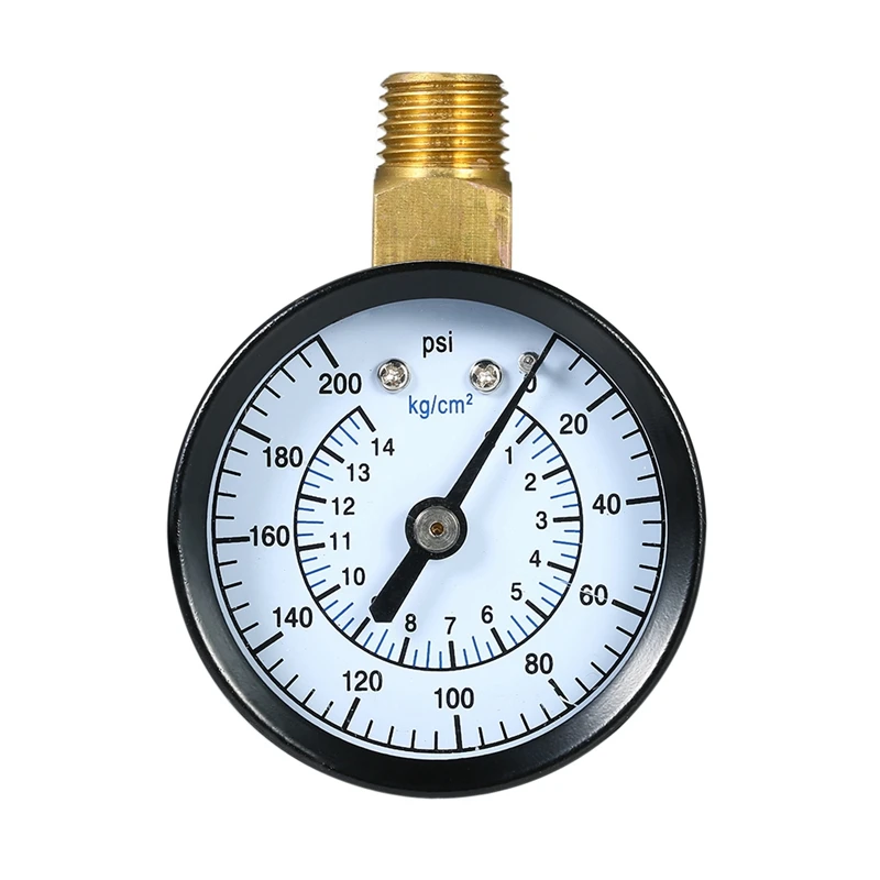 

0~200Psi 0-14Kg/Cm2 Dual Scale Mechanical Pressure Gauge Pool Filter Aquarium Water Air Gas Pressure Gauge Meter 1/4 Inch Npt