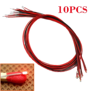 

10pcs/set New T0603WM Pre-soldered Micro Litz Wired Leads Red SMD Led 200mm Length Durable Lighting Accessories