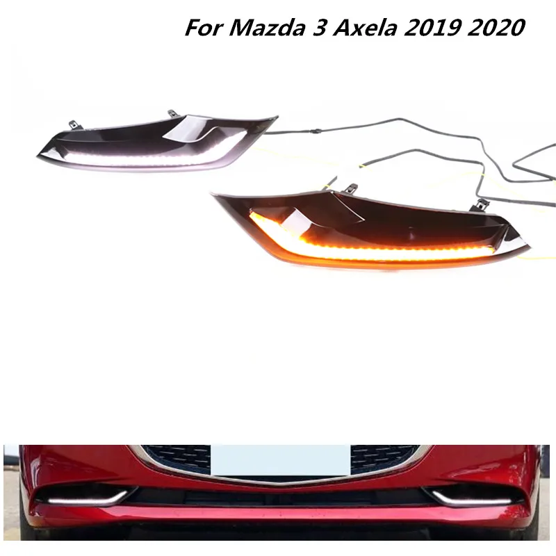 Для Mazda 3 Axela-20, аксессуары, динамический сигнал поворота желтого цвета, функция 12 В, Водонепроницаемая Автомобильная DRL лампа, светодиодный дневной ходовой светильник
