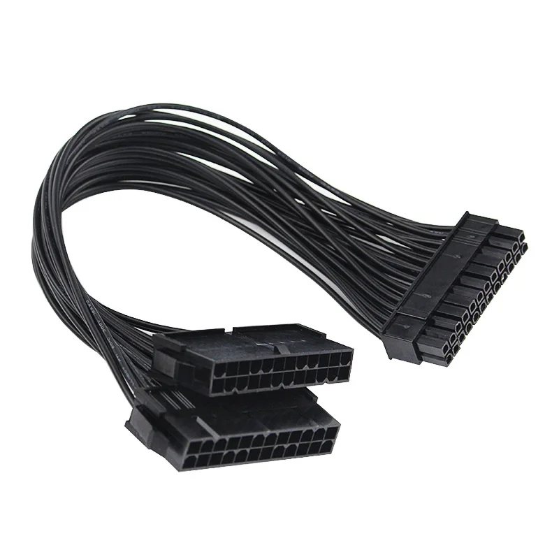 New 24Pin 20+4pin Dual PSU ATX Power Supply Adaptor Cable Connector For Mining 30cm DU55