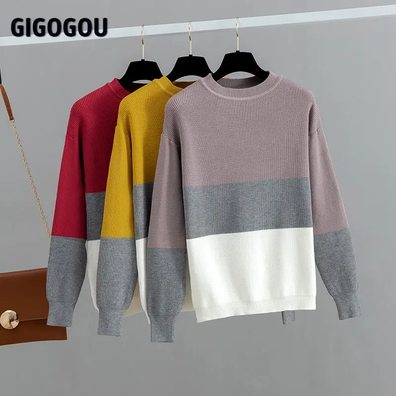 Свитер женский GIGOGOU с круглым вырезом мягкий плотный для осени и зимы | Женская
