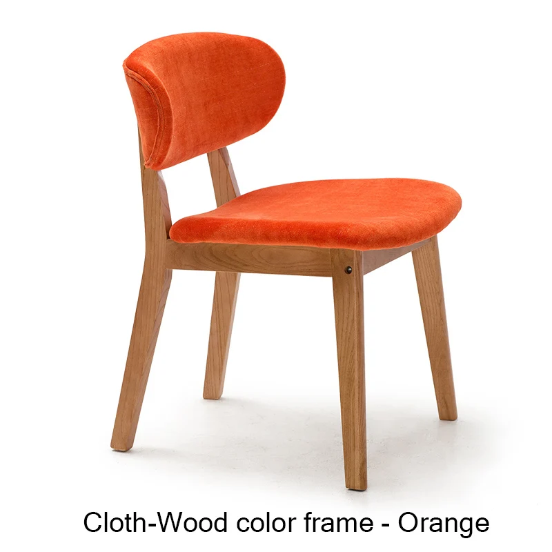 Cloth Orange Современной плотной древесины детский стул обеденный зал для обеденного стула Nordic домашней спальни исследование кресло для офиса ткань; Массивная древесина кресло для отдыха - Цвет: Cloth Orange