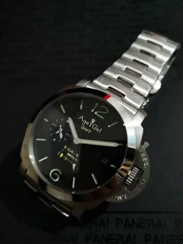 

Luxury Brand New Men Automatic Mechanical Sapphire GMT 8 DAYS Leather Stainless Steel 1950 Limited Watches Luminous 44mm