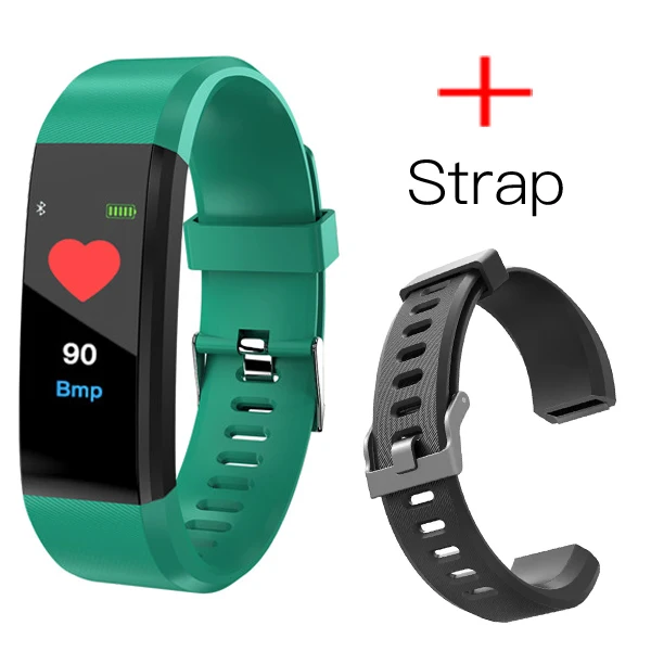 Green Plus Strap MAFAM 115 Plus HR смарт-браслет 0,9" цветной экран фитнес-трекер измерение сердечного ритма кровяное давление водонепроницаемый браслет для IOS - Цвет: Green Plus Strap
