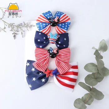 

4pcs/Set Baby Girls Flag Pattern Hairpins Pentagram Bow-knot Hairclip Barrettes Hair Clips & Pins for Girls Kids Headwear Gift