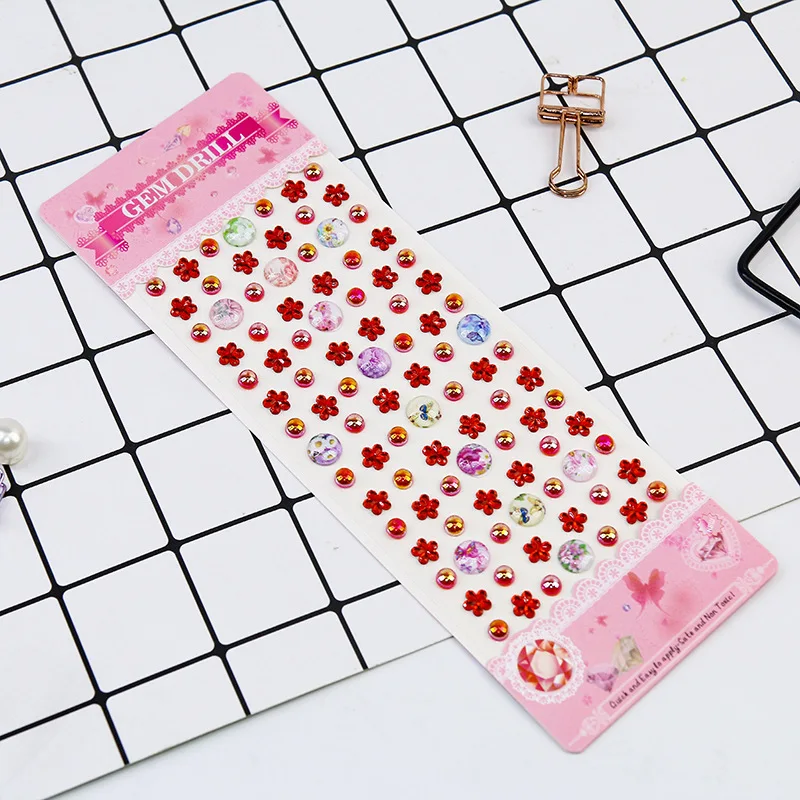 3 листа смешивания самоклеющиеся diy Наклейка на телефон pc Искусство bling Кристалл акриловые наклейки из страз цветок Форма Дети стикер игрушка