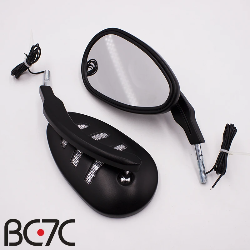 Motorcycle Rearview Mirror With Chrome Sequential Integrated Arrow Led Turn Signal Light