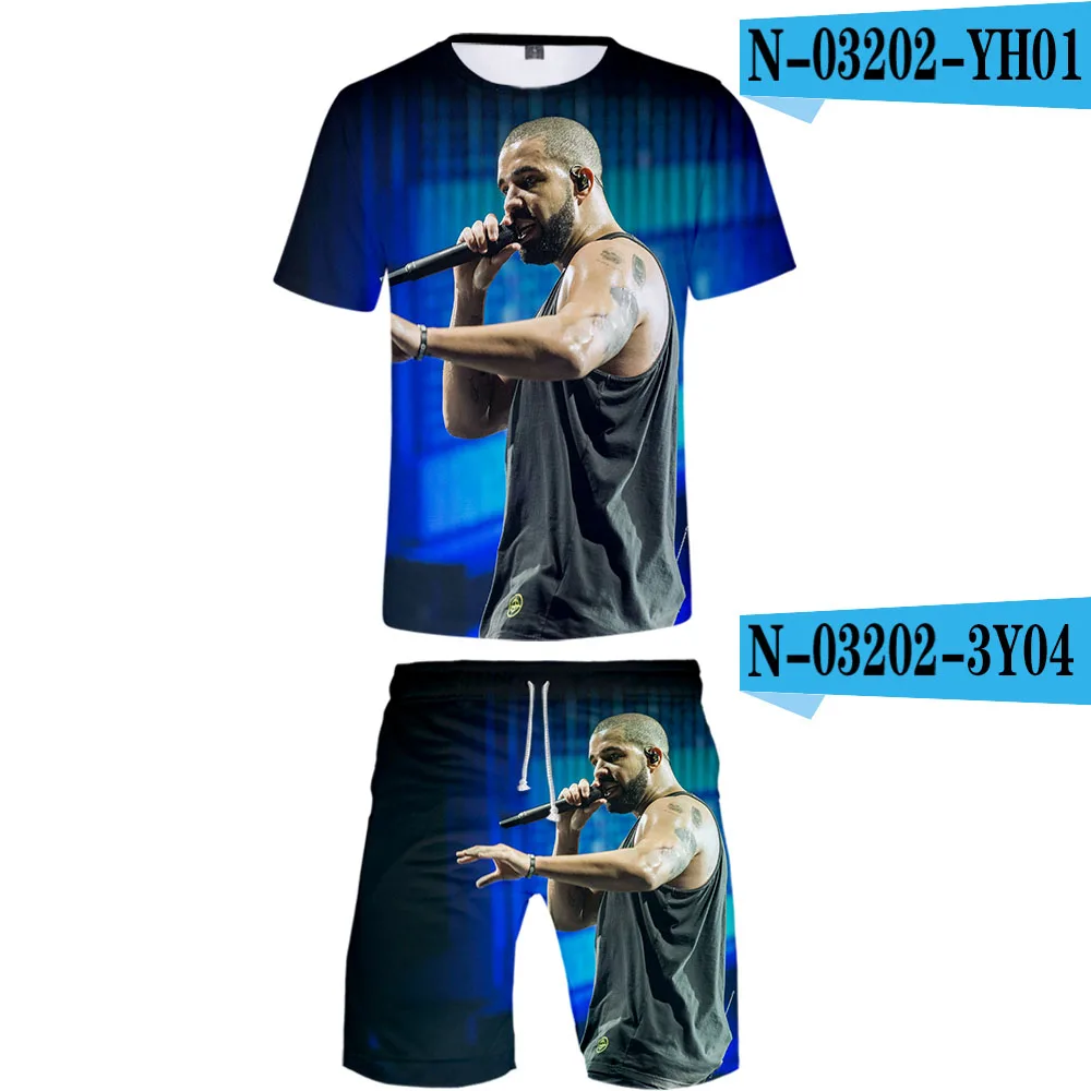 Drake And Rihanna футболка+ шорты наборы для мужчин 3D летние костюмы футболка мужские спортивные костюмы брендовая одежда streetwar топы тройники комплект мужской - Цвет: one