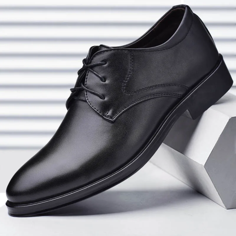 

England Style brand Leather Fashion Men Business Dress Loafers Pointy Black Shoes Oxford Breathable Formal Wedding casual shoes