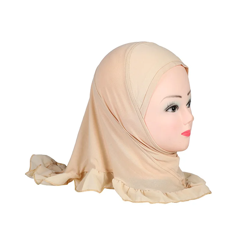One Piece Amira Hijab Muslim Kids Girls Children Instant Headscarf Turban Shawl 