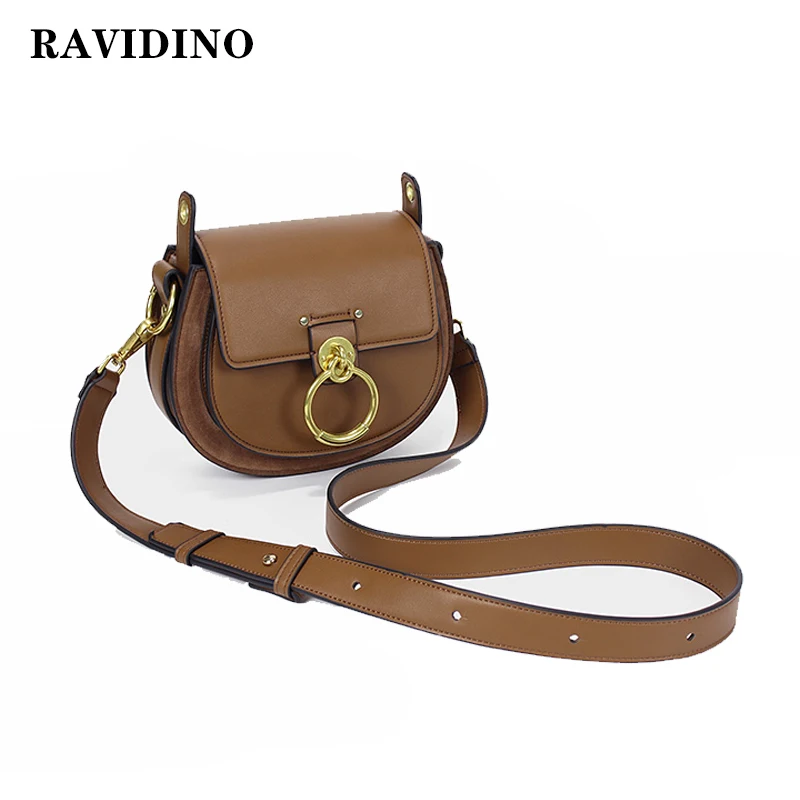 

2019 Hot Sale Female Handbags High Quality Genuine Leather Women Shoulder Bag Metal Ring Designer Ladies Small Crossbody Bag