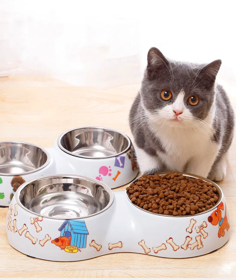 Миска для собаки миска имитация фарфора Pet двойная нескользящая Нижняя из