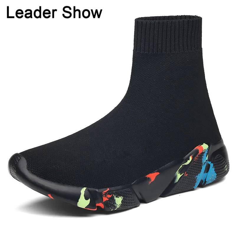 Женские и мужские кроссовки Leader Show дышащая спортивная обувь с вязаным верхом