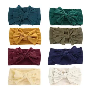 

8pcs Newborn Soft Cotton Bowknot Wide-brimmed Hairbands Children Baby Headdress 100% Korean Innovation Trend Design