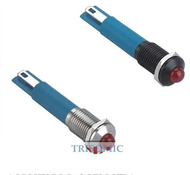 8mm Mounting 3V/6V/12V/24V/110/220V Red Green Blue Yellow White Orange Brass Chrome Indicator LED Switch Color IP67 2mA-20mA |