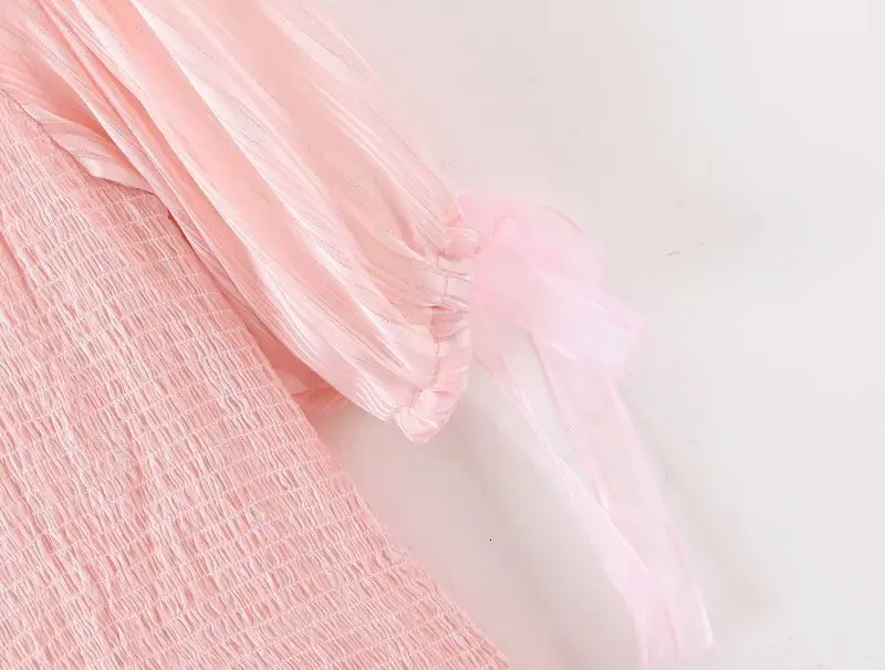 DEAT spring summer short puff sleeve ruffles short mini dress women MH403