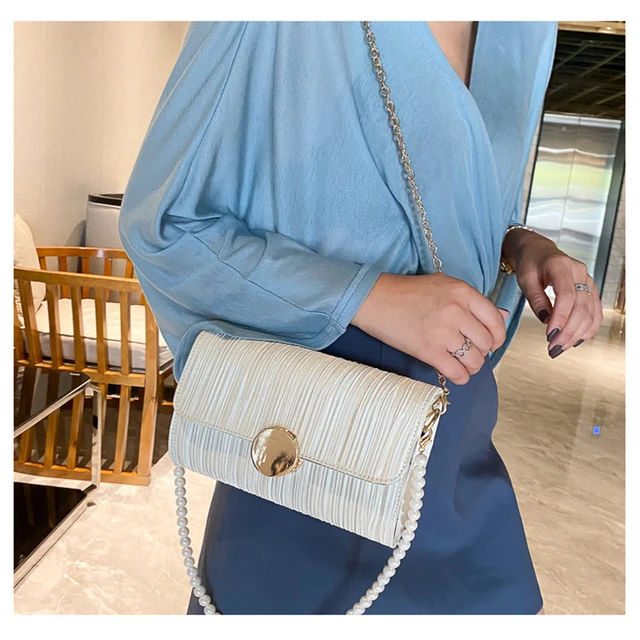 Bolso de compras exquisito a la moda para mujer, bolsos grandes informales  Retro, bolsos de hombro de cuero para mujer, bolso con cadena de Color  sólido para mujer 2022 JM