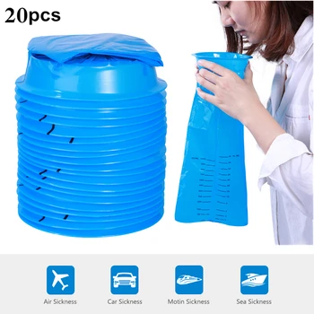 

ROSENICE 20PCS Vomit Bags Sick Bags Travel Motion Sick Throw Up Bag Disposable Barf Bag Accessories 1000ml (Blue)