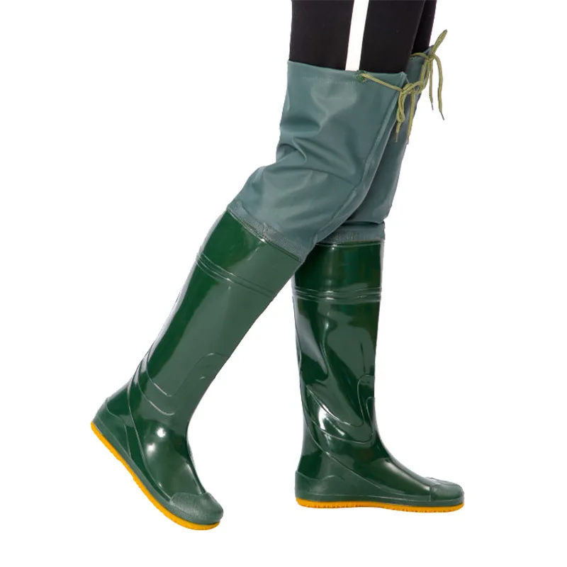 EU 35-45 High Rain Shoes Men Women Outdoor Fishing Field Garden Working Over Knees Pant Aqua Boots Anti-wear Non-slip Trousers