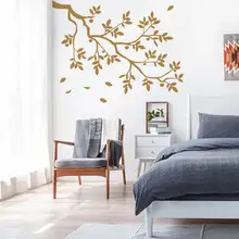 Съемная Наклейка на стену, Наклейки на стены, Наклейки на стены, золотые листья, наклейки на стену, для гостиной, спальни